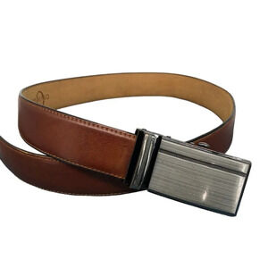 Orvieto Brown Genuine Bonded Leather Belt w/ Silver Tone Belt Buckle size 32